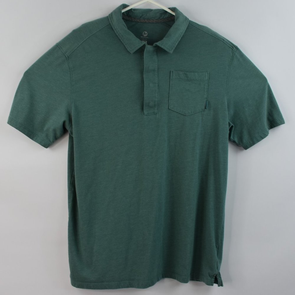 Merrell Mens Polo Solid Green Size XL Short Sleeve